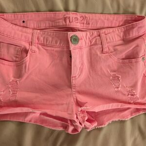 Rue21 Hot Pink Distressed Jean Shorts
